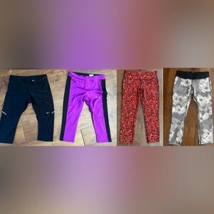 Nike cropped leggings bundle 4 pairs Sz small drifit